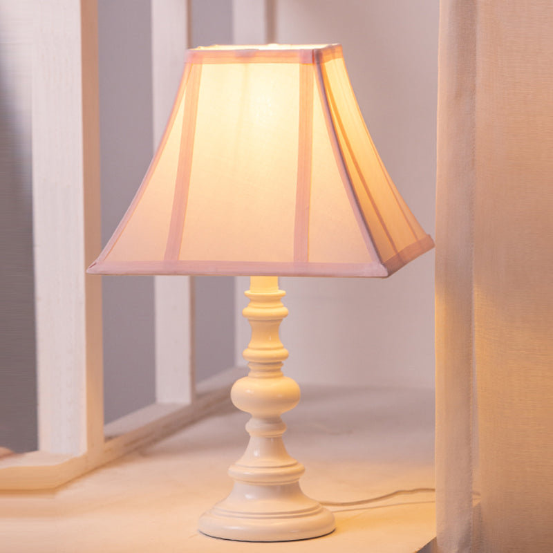 Minimalist Pink Fabric Bedside Lamp With Flared Design - 1 Head Nightstand Lighting