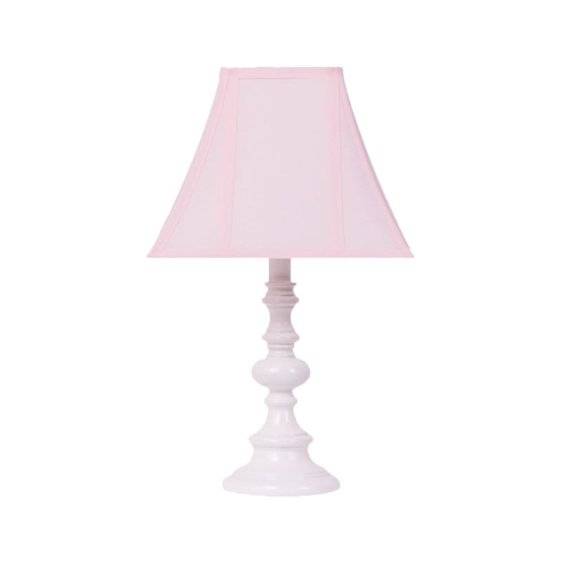 Minimalist Pink Fabric Bedside Lamp With Flared Design - 1 Head Nightstand Lighting