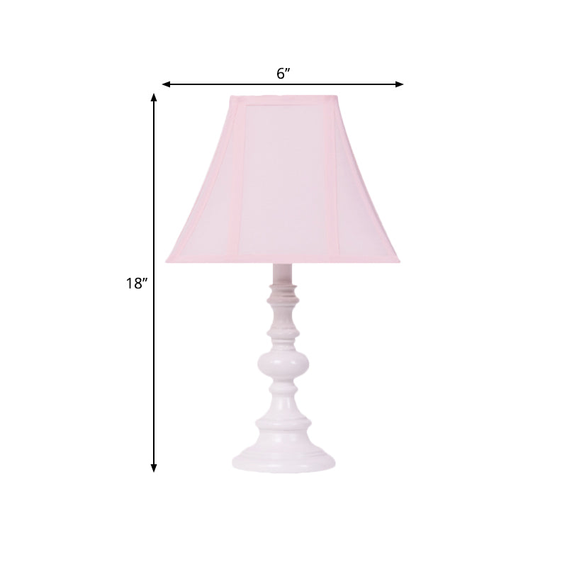 Minimalist Pink Fabric Bedside Lamp With Flared Design - 1 Head Nightstand Lighting