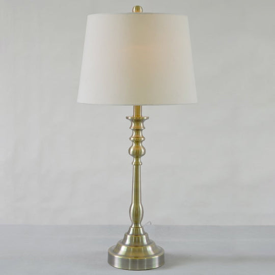 Gacrux - Gold Barrel Fabric Shade Night Table Lamp