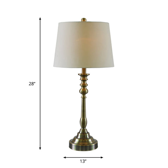 Gacrux - Gold Barrel Fabric Shade Night Table Lamp