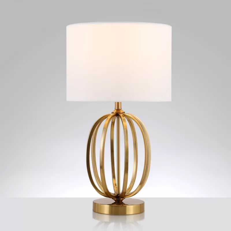 Madeleine - Vintage Gold Table Lamp with Fabric Drum Shade