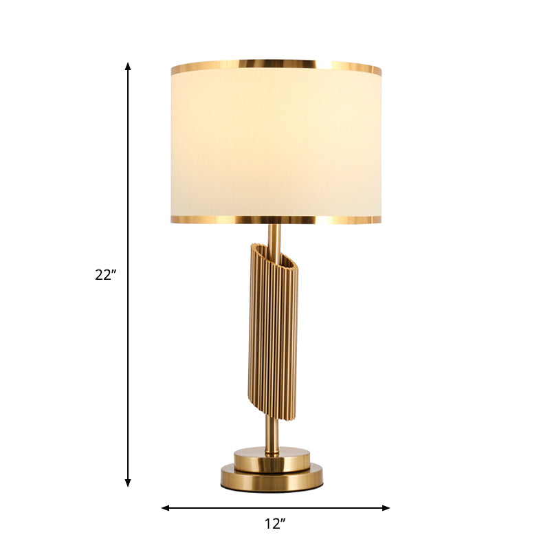 Classic 1-Light Parlor Night Lamp With Brass Bevel-Cut Cylinder Base