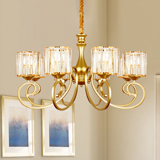 8-Head Modern Prismatic Glass Chandelier Lamp - Gold Suspension Pendant Light