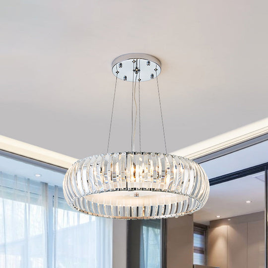 Sleek Chrome LED Doughnut Chandelier with Crystal Prisms - Simplicity Collection