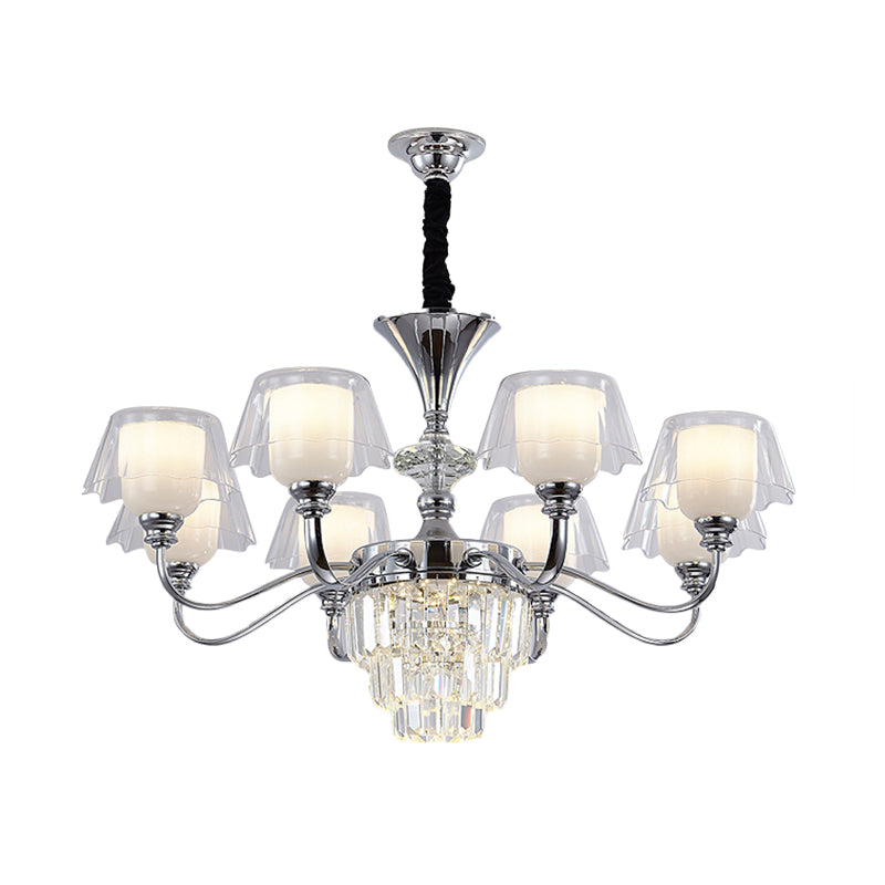 Minimalist Crystal Chandelier With Chrome Finish And Clear Glass Shade