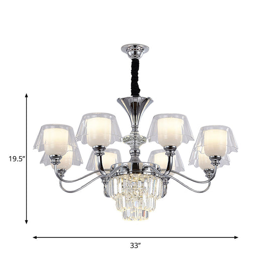 Minimalist Crystal Chandelier With Chrome Finish And Clear Glass Shade