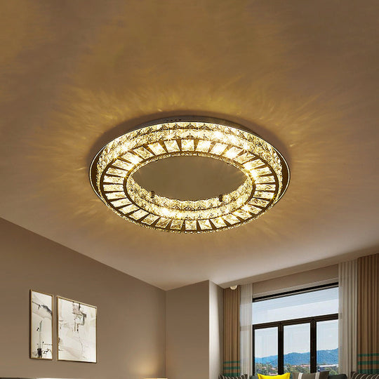 Contemporary LED Crystal Ceiling Mount Lamp - Chrome Finish