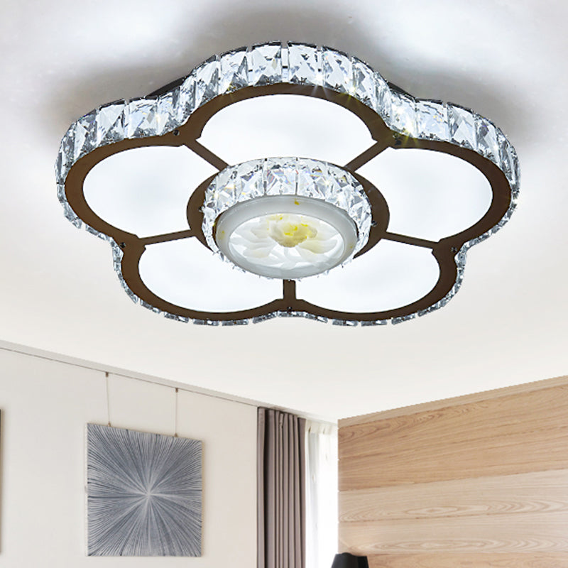 Sleek LED Semi Flush Mount Flower Ceiling Lamp with Beveled Crystal Shade - Chrome Finish"

or

"Stylish LED Flush Mount Flower Ceiling Lamp - Chrome with Beveled Crystal Shade