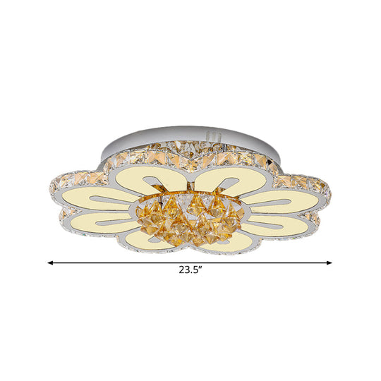 Modern Flower Crystal Led Semi Flush Light For Chic Ceiling Lighting