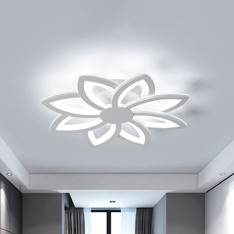 Minimalist Led Acrylic Flower Flush Mount Light For Bedroom White