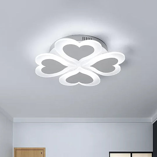 Modern White LED Ceiling Light Fixture for Bedrooms - Clover Design with Acrylic Material