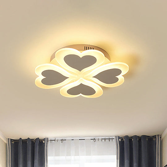 Modern White LED Ceiling Light Fixture for Bedrooms - Clover Design with Acrylic Material