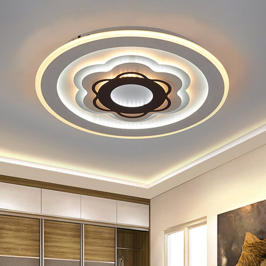 White LED Floral Ceiling Light: Acrylic Flush Mount Fixture