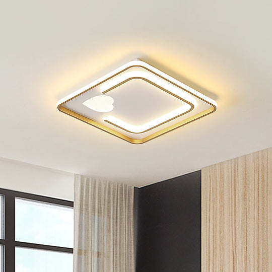 Contemporary White Acrylic LED Flush Mount Ceiling Light with Loving Heart Design