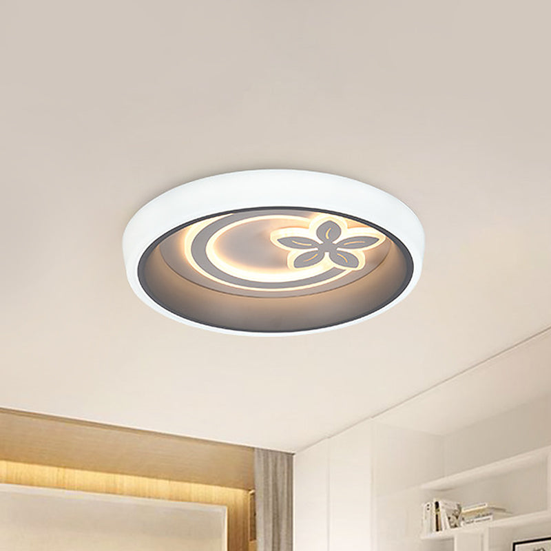 Nordic Acrylic Led Flush Mount Ceiling Light - Round Flower Design In White Ideal For Dining Room