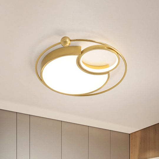 Contemporary Gold LED Flush Mount Light for Bedroom