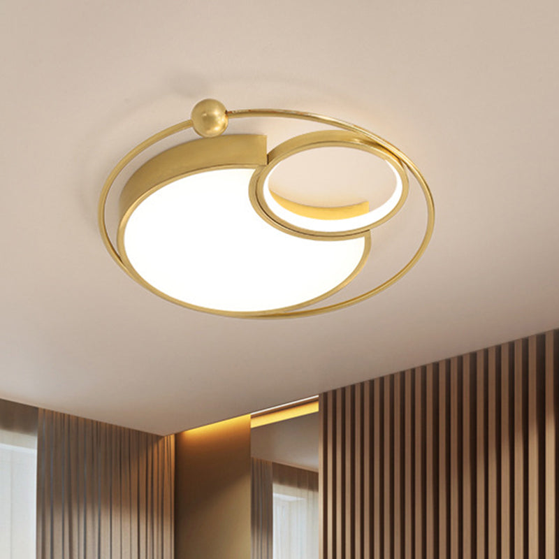 Contemporary Gold LED Flush Mount Light for Bedroom