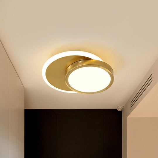 Contemporary LED Gold Flush Mount Lamp for Corridor - Close-to-Ceiling Acrylic Lighting