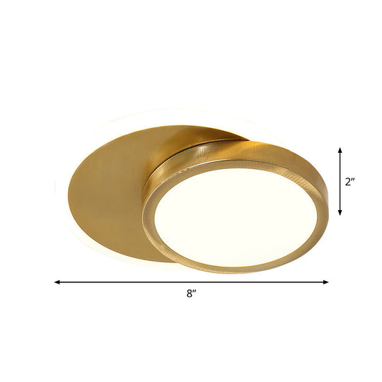 Contemporary LED Gold Flush Mount Lamp for Corridor - Close-to-Ceiling Acrylic Lighting