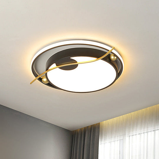 Modern Black and Gold LED Flush Mount Ceiling Light with Warm/White Light