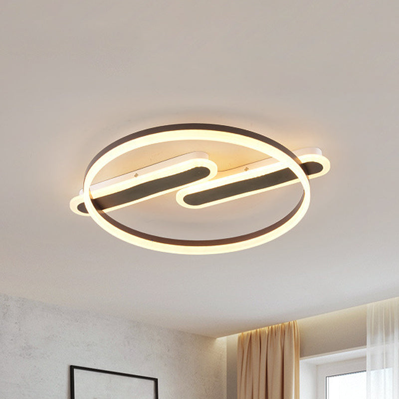 Plafonnier LED moderne en acrylique avec support encastré noir – Double auvent, lumière chaude/blanche