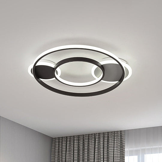 Nordic LED Flushmount Ceiling Light - Round Black Acrylic Flush Fixture in Warm/White Lighting