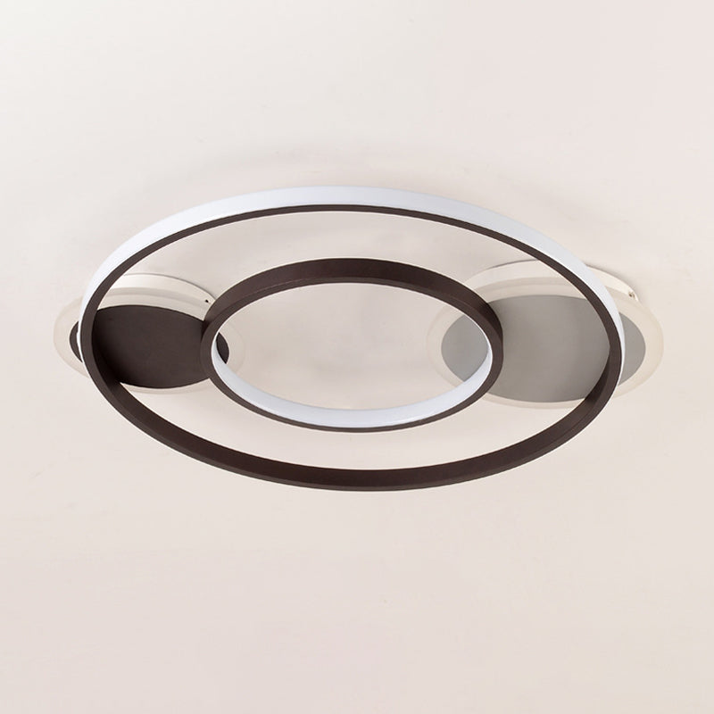 Nordic LED Flushmount Ceiling Light - Round Black Acrylic Flush Fixture in Warm/White Lighting