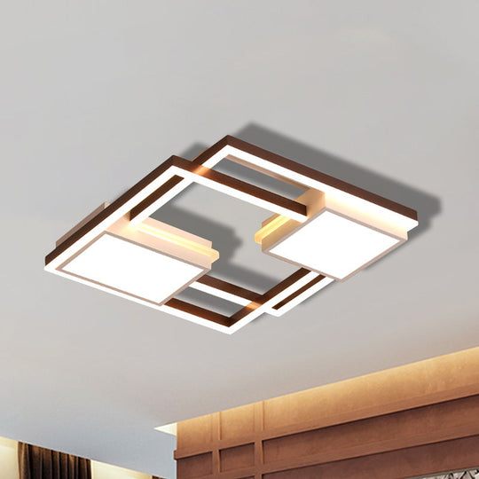 Modern Nordic Black Geometric LED Flush Mount Ceiling Light Fixture, 18"/21.5" W