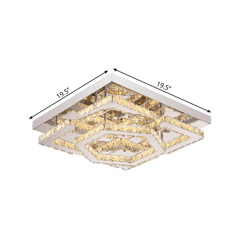 Crystal Shade Led Ceiling Light For Sleeping Room In Warm/White With Chrome Finish