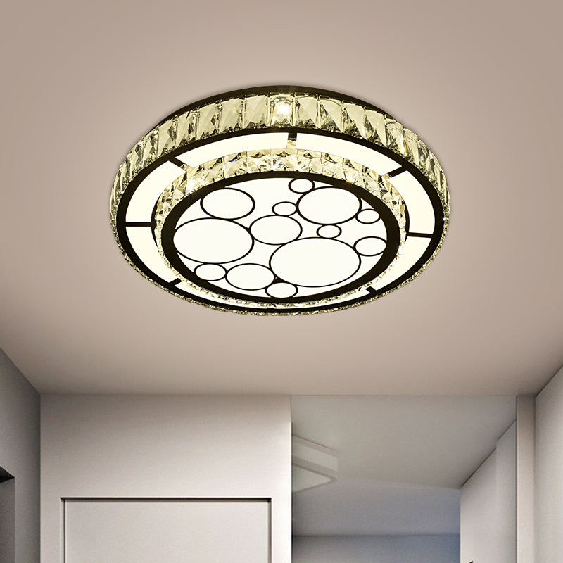 Contemporary Crystal Led Ceiling Light Flush Mount - Modern Hand-Cut Design Chrome Finish 10/19 Wide