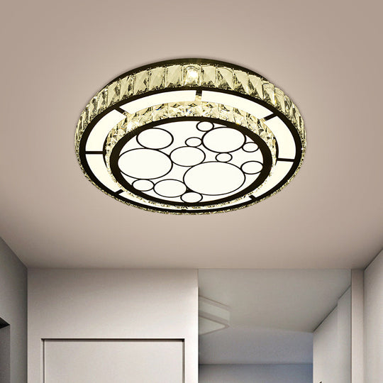 Contemporary Crystal Led Ceiling Light Flush Mount - Modern Hand-Cut Design Chrome Finish 10/19 Wide