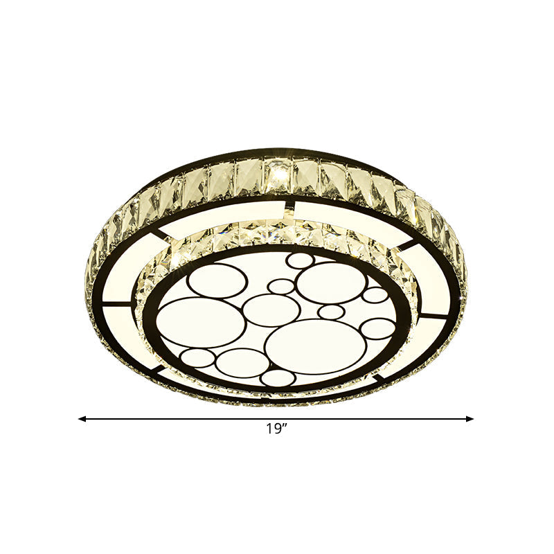 Contemporary Crystal Led Ceiling Light Flush Mount - Modern Hand-Cut Design Chrome Finish 10/19 Wide