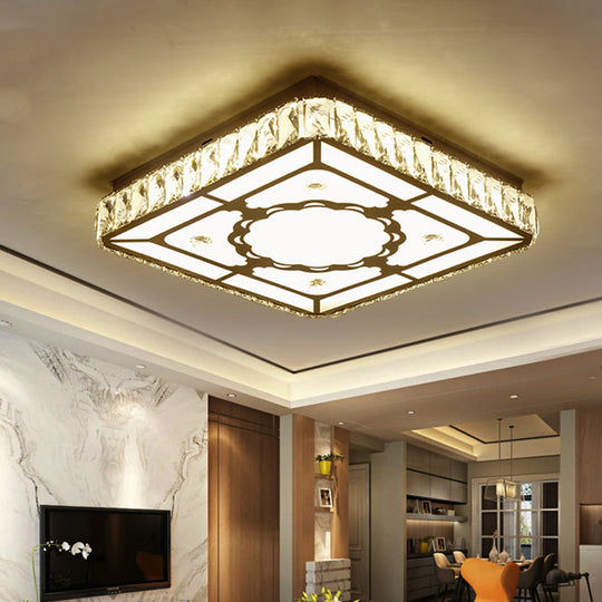 Modern Chrome Flush Mount Ceiling Light With Crystal Led & Artistic Heart Design