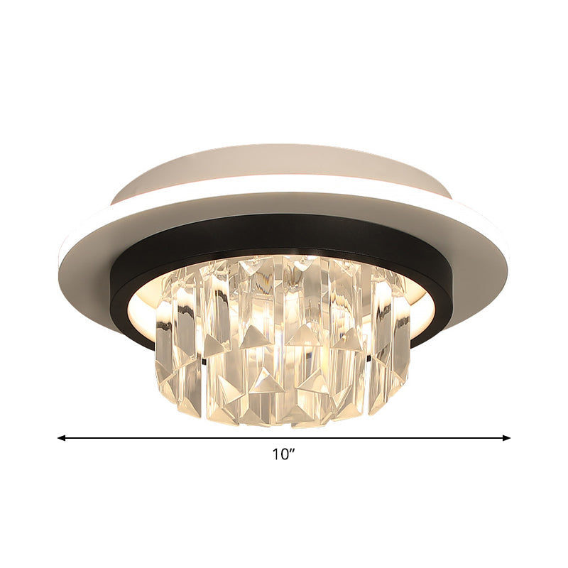 Crystal Led Ceiling Light Fixture In Black For Modern Corridors