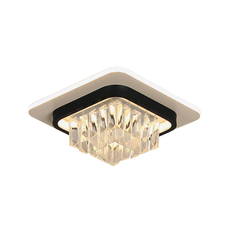 Crystal Led Ceiling Light Fixture In Black For Modern Corridors