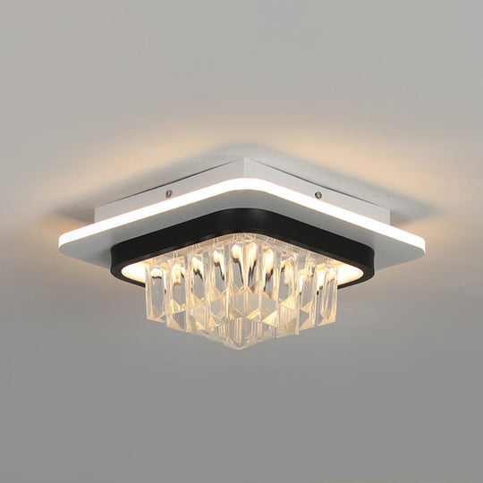 Crystal Led Ceiling Light Fixture In Black For Modern Corridors