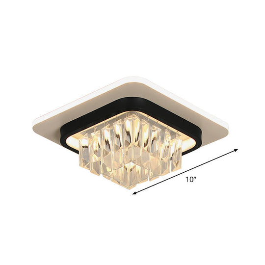 Crystal Led Ceiling Light Fixture In Black For Modern Corridors