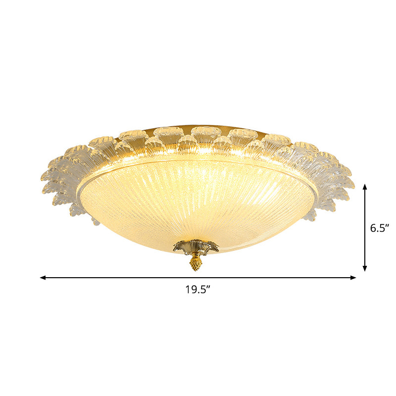 Gold Dome Led Ceiling Light With Crystal Shade - Simplicity Collection 16/19.5 Width