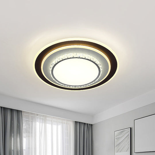 Modern Black Flushmount Ceiling Lamp with Clear Beveled Crystals - Round/Square Design