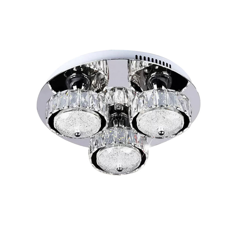 Flush Mount Crystal LED Ceiling Light for Contemporary Bedrooms - Stainless Steel Finish