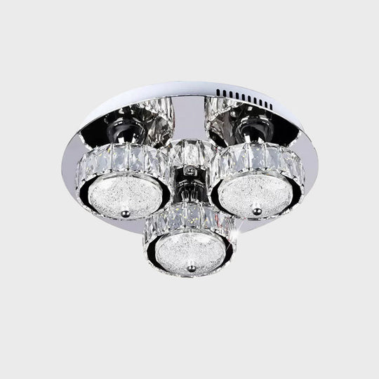 Flush Mount Crystal LED Ceiling Light for Contemporary Bedrooms - Stainless Steel Finish