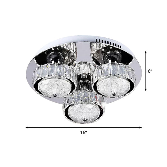 Flush Mount Crystal LED Ceiling Light for Contemporary Bedrooms - Stainless Steel Finish