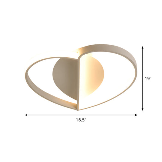 Nordic LED Flush Mount Ceiling Lamp - White Heart Design with Acrylic Shade in Warm/White Light