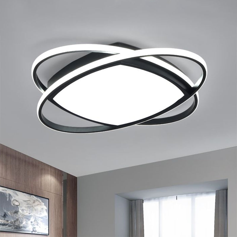 Modern Led Flush Light Fixture In Metallic Black - Square And Oval Mount 19.5/23.5 Width / 19.5