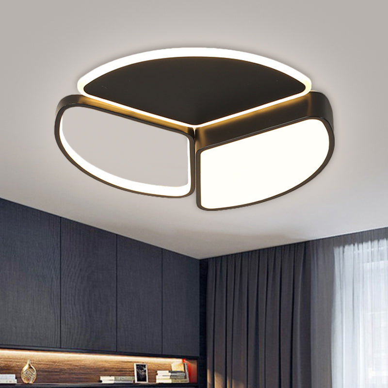 Modern LED Flush Mount Ceiling Light in Black: Geometric Metal Design with Warm/White Lighting