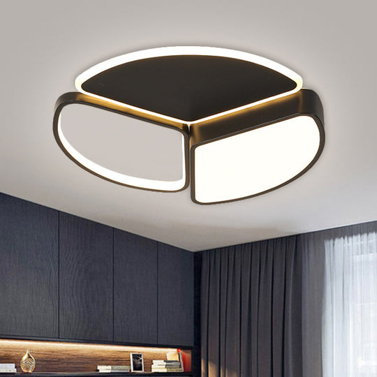 Modern Led Flush Mount Ceiling Light In Black: Geometric Metal Design With Warm/White Lighting Black