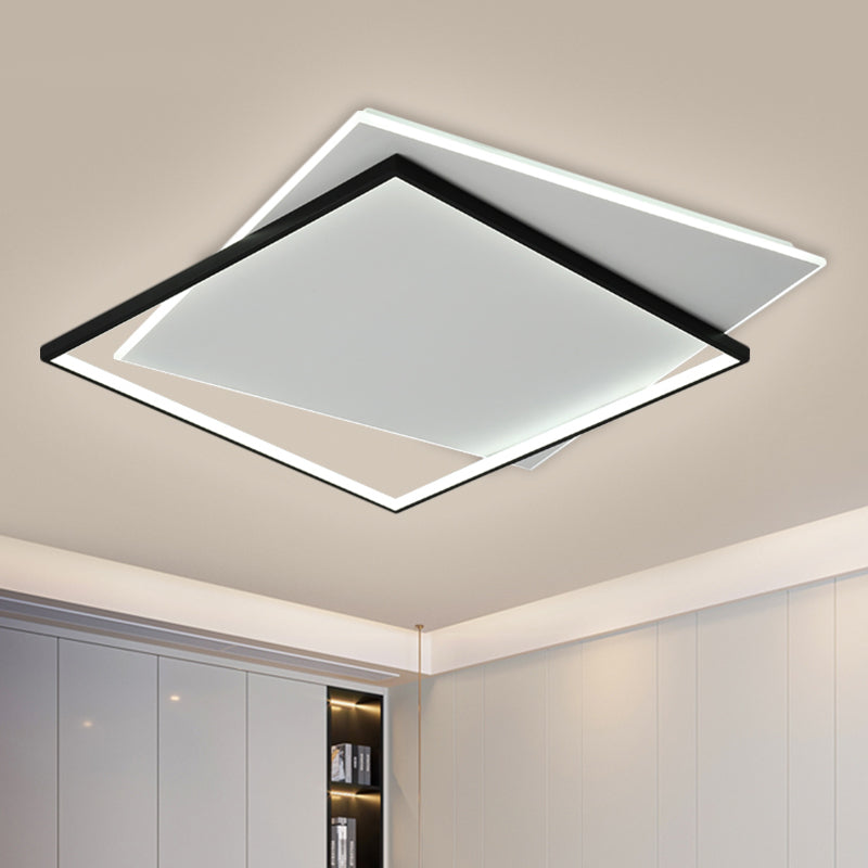 Modern Metallic Led Ceiling Light - Black Overlapping Flush Mount 18/21.5 Wide.