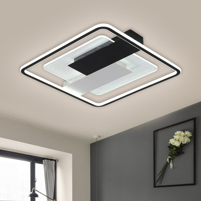 Contemporary Black Square Flush Mount LED Acrylic Ceiling Light