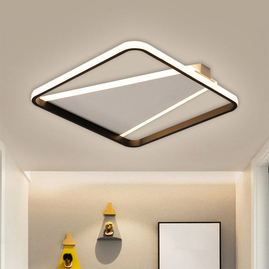 Minimalist Geometric Acrylic LED Flush Light - Black Flush Mount, 16.5"/20.5" Width